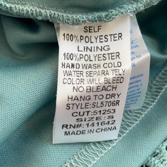 NWOT She + Sky Teal Lace Short Sleeve Sheath Dress - Picture 9 of 9